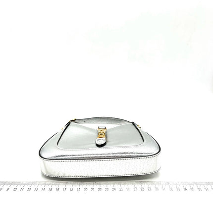 Sold Gucci Jackie 1961 Mini Silver Lamé Leather Bag with Chain Strap