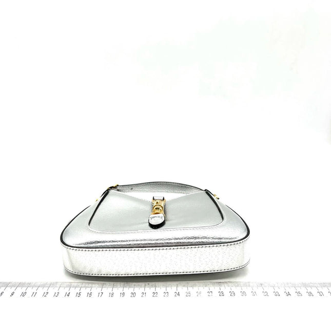 Sold Gucci Jackie 1961 Mini Silver Lamé Leather Bag with Chain Strap
