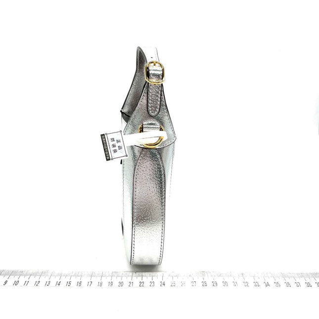 Sold Gucci Jackie 1961 Mini Silver Lamé Leather Bag with Chain Strap