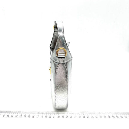 Sold Gucci Jackie 1961 Mini Silver Lamé Leather Bag with Chain Strap