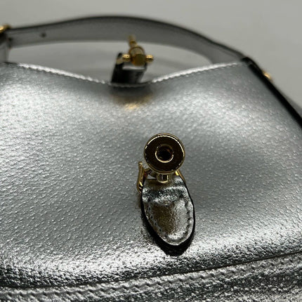 Sold Gucci Jackie 1961 Mini Silver Lamé Leather Bag with Chain Strap