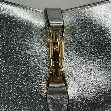 Sold Gucci Jackie 1961 Mini Silver Lamé Leather Bag with Chain Strap