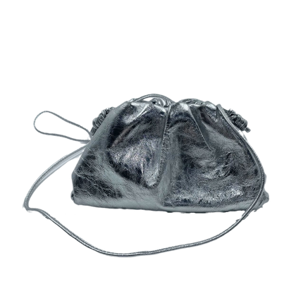 Sold Bottega Veneta Pouch Mini Silver Lambskin Leather