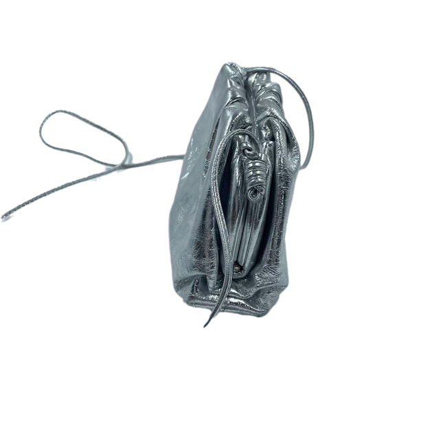 Sold Bottega Veneta Pouch Mini Silver Lambskin Leather