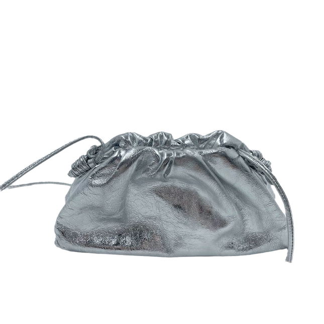Sold Bottega Veneta Pouch Mini Silver Lambskin Leather