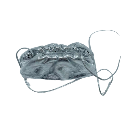 Sold Bottega Veneta Pouch Mini Silver Lambskin Leather