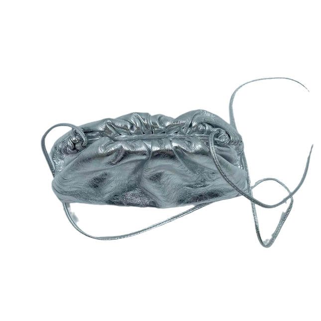 Sold Bottega Veneta Pouch Mini Silver Lambskin Leather