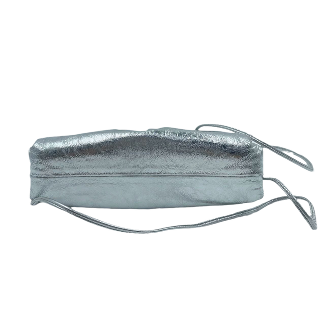Sold Bottega Veneta Pouch Mini Silver Lambskin Leather