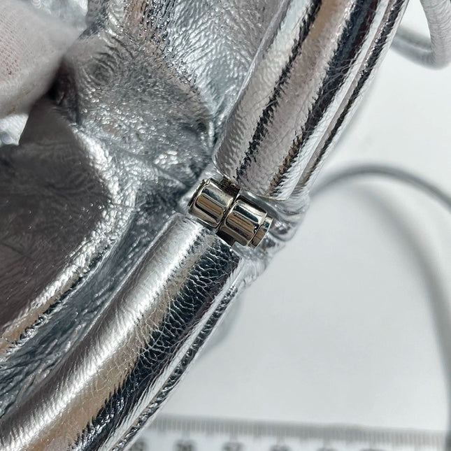 Sold Bottega Veneta Pouch Mini Silver Lambskin Leather