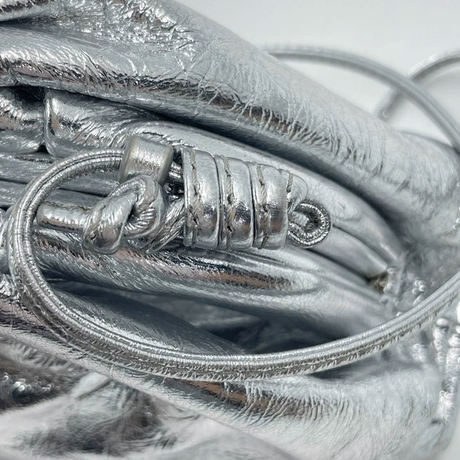Sold Bottega Veneta Pouch Mini Silver Lambskin Leather