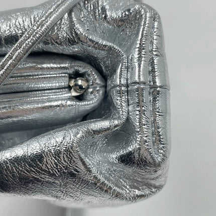 Sold Bottega Veneta Pouch Mini Silver Lambskin Leather