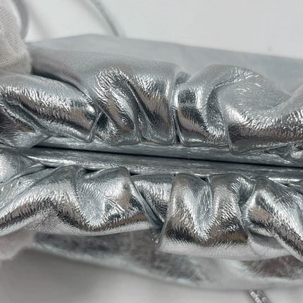 Sold Bottega Veneta Pouch Mini Silver Lambskin Leather