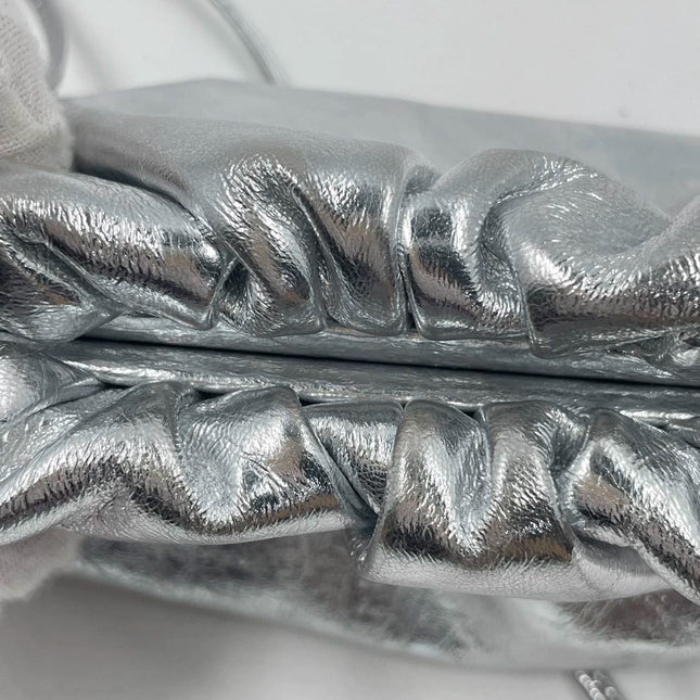 Sold Bottega Veneta Pouch Mini Silver Lambskin Leather