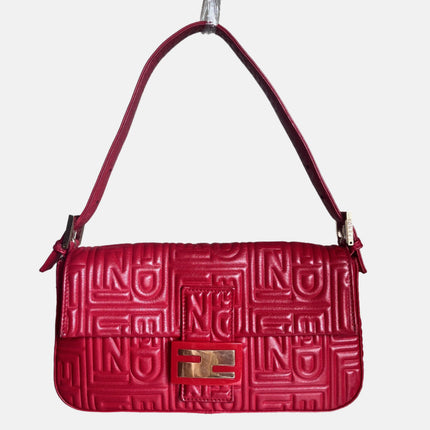 Fendi Baguette 1997 Re-edition 3D Embossed Red Leather Shoulder bag-Luxbags