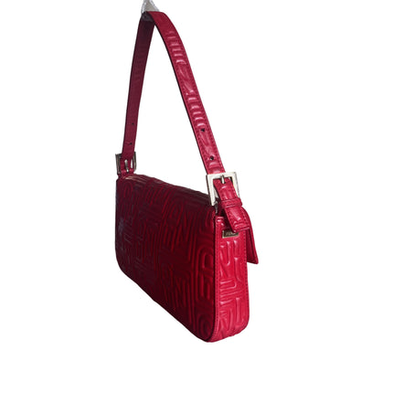 Fendi Baguette 1997 Re-edition 3D Embossed Red Leather Shoulder bag