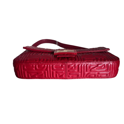 Fendi Baguette 1997 Re-edition 3D Embossed Red Leather Shoulder bag