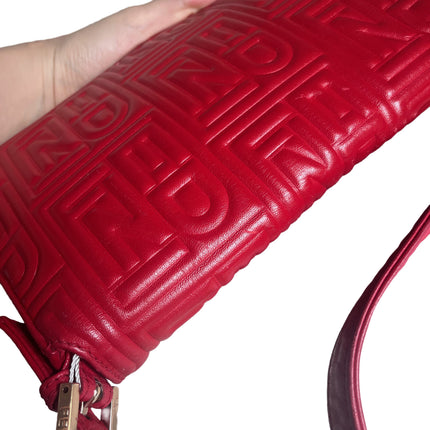 Fendi Baguette 1997 Re-edition 3D Embossed Red Leather Shoulder bag