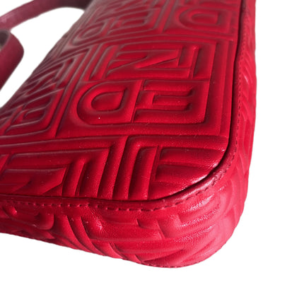 Fendi Baguette 1997 Re-edition 3D Embossed Red Leather Shoulder bag