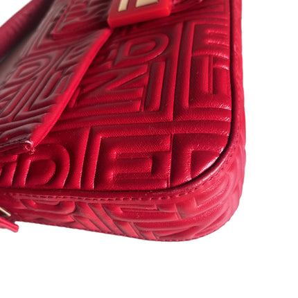Fendi Baguette 1997 Re-edition 3D Embossed Red Leather Shoulder bag