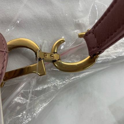 Sold Dior Saddle Mini Silk Satin Rose Pink with Crystal Buckle