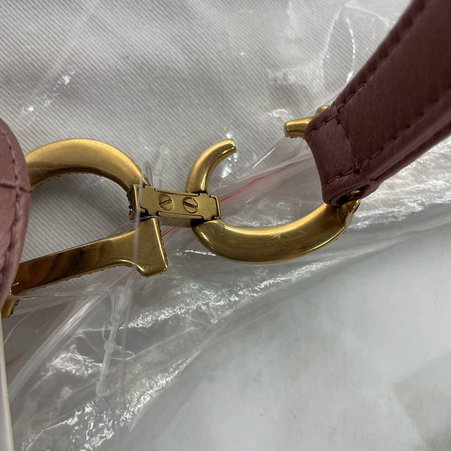 Sold Dior Saddle Mini Silk Satin Rose Pink with Crystal Buckle