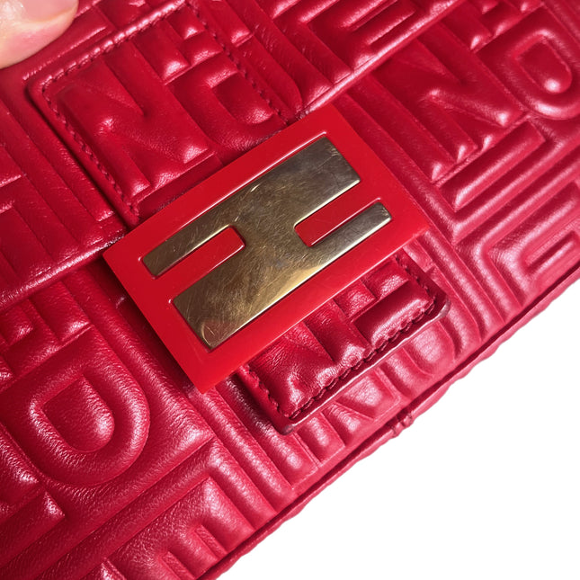 Fendi Baguette 1997 Re-edition 3D Embossed Red Leather Shoulder bag