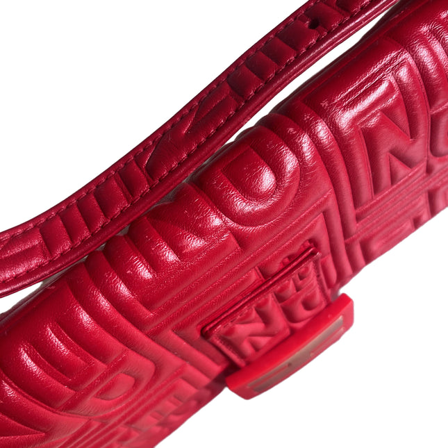 Fendi Baguette 1997 Re-edition 3D Embossed Red Leather Shoulder bag