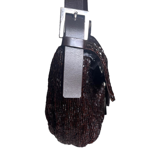 Sold Fendi Baguette Vintage Dark Chocolate Brown Glitter Beads