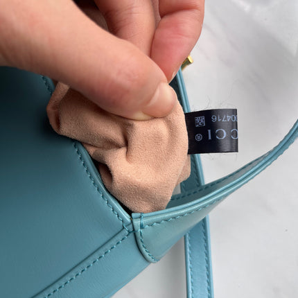 Gucci Jackie 1961 Mini Blue Leather Bag with Adjustable Strap