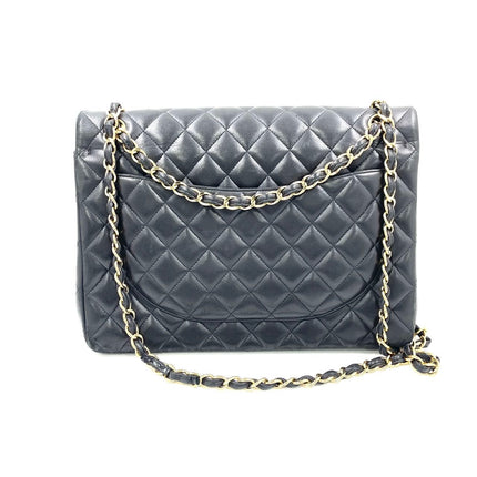 Chanel Classic Flap Maxi 2012 Black Lambskin Leather Double Flap with Gold Hardware