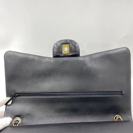 Chanel Classic Flap Maxi 2012 Black Lambskin Leather Double Flap with Gold Hardware