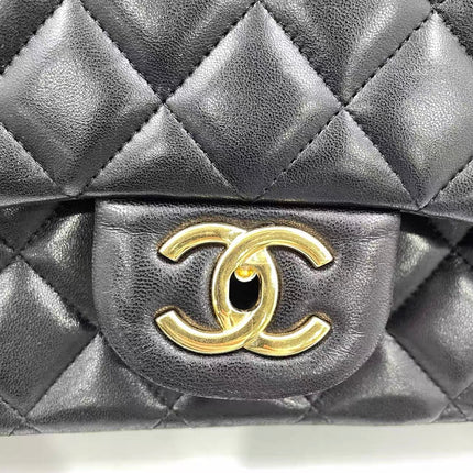 Chanel Classic Flap Maxi 2012 Black Lambskin Leather Double Flap with Gold Hardware