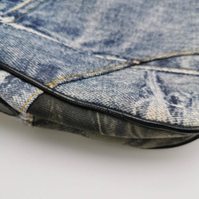 Dior Speedway Denim Print Double Saddle Handbag Vintage