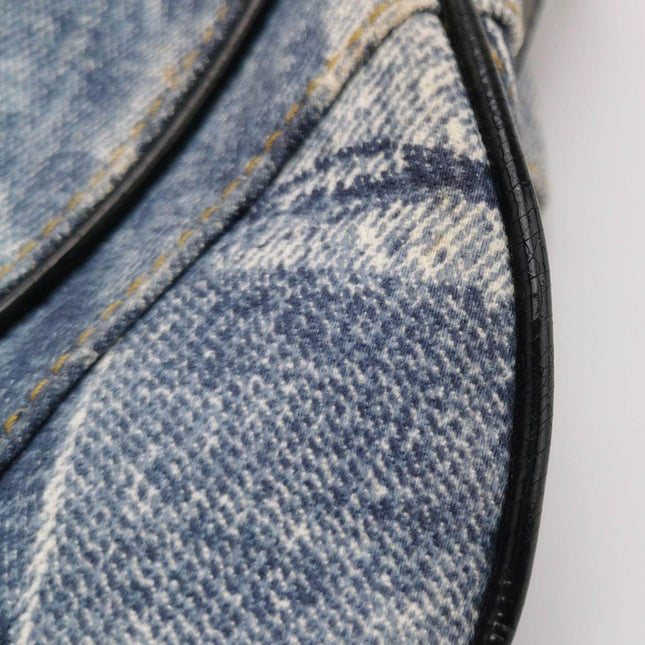 Dior Speedway Denim Print Double Saddle Handbag Vintage