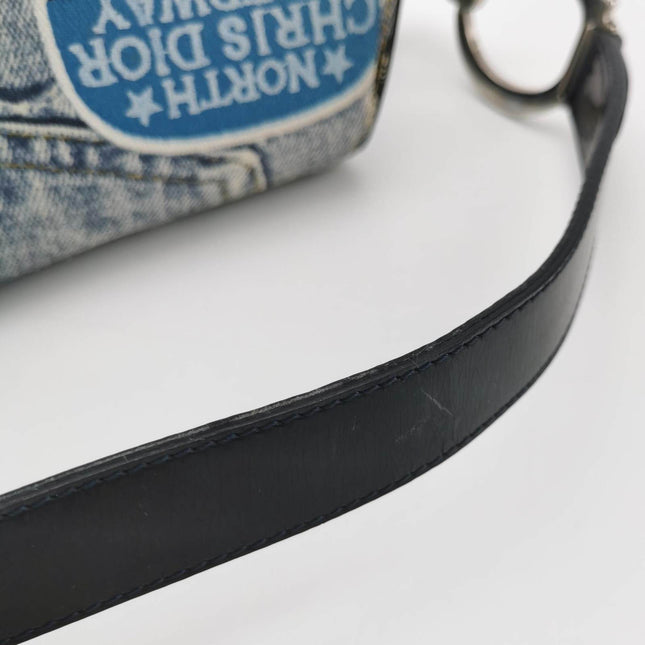Dior Speedway Denim Print Double Saddle Handbag Vintage