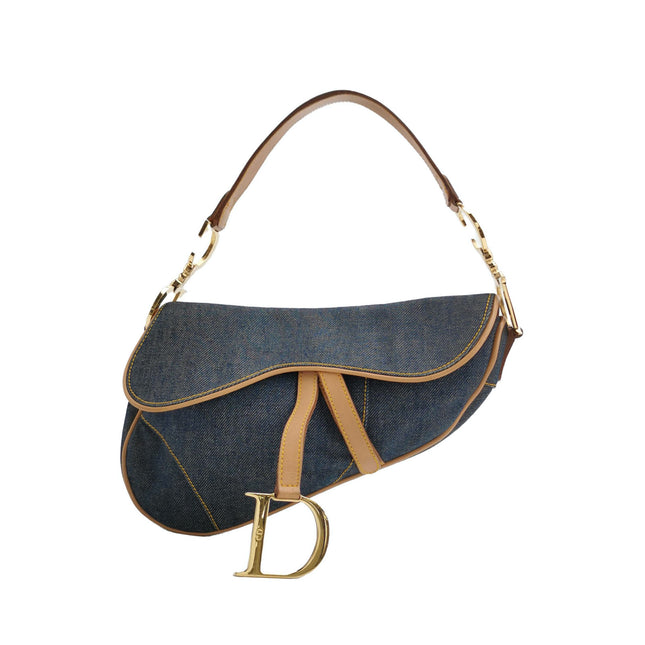 Dior Saddle Vintage Navy Denim with Silk Lining and Leather Trim