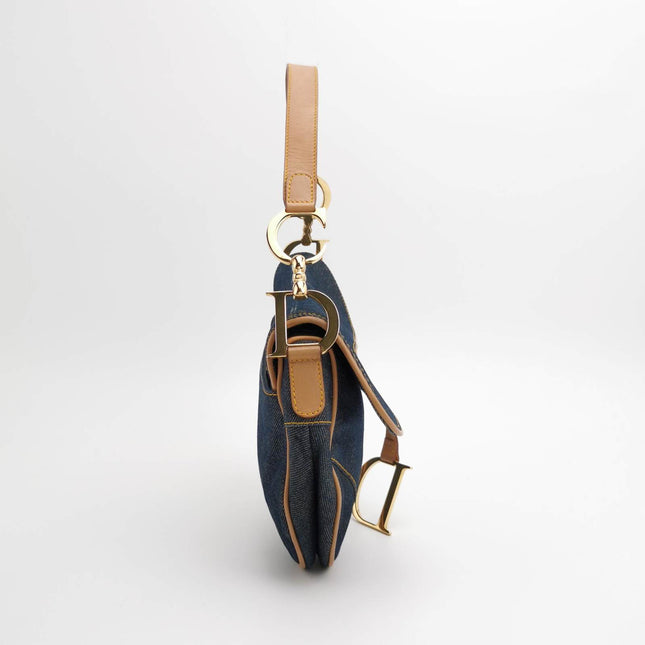 Sold Dior Saddle Vintage Navy Denim with Silk Lining and Leather Trim