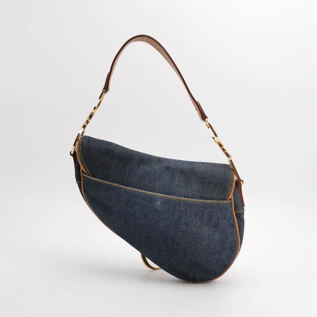 Sold Dior Saddle Vintage Navy Denim with Silk Lining and Leather Trim