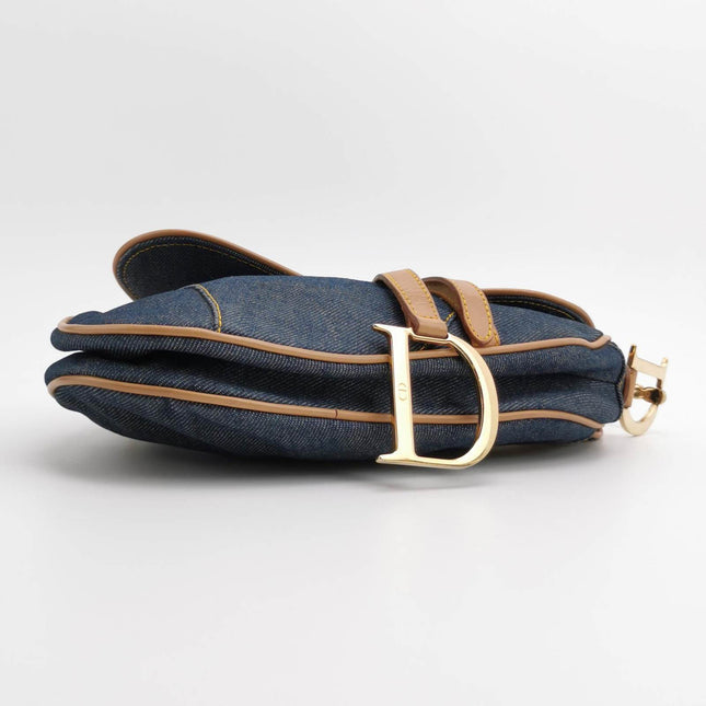 Sold Dior Saddle Vintage Navy Denim with Silk Lining and Leather Trim