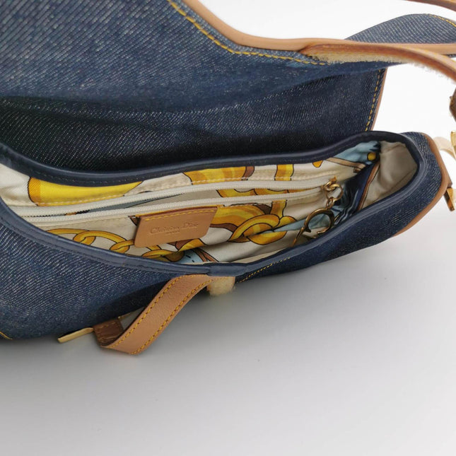 Sold Dior Saddle Vintage Navy Denim with Silk Lining and Leather Trim