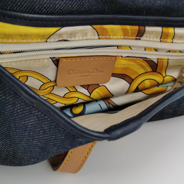 Sold Dior Saddle Vintage Navy Denim with Silk Lining and Leather Trim