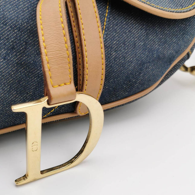 Sold Dior Saddle Vintage Navy Denim with Silk Lining and Leather Trim