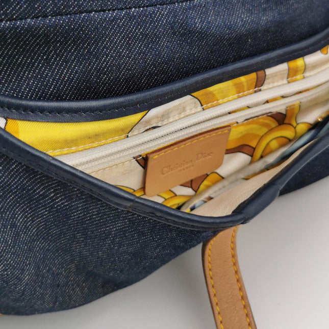 Sold Dior Saddle Vintage Navy Denim with Silk Lining and Leather Trim