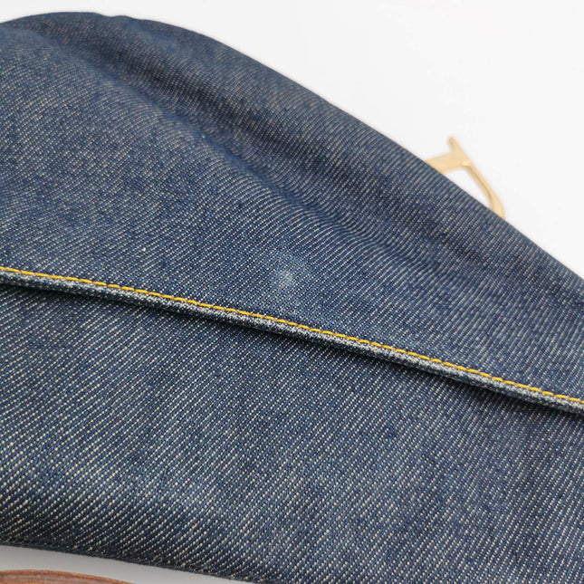 Sold Dior Saddle Vintage Navy Denim with Silk Lining and Leather Trim