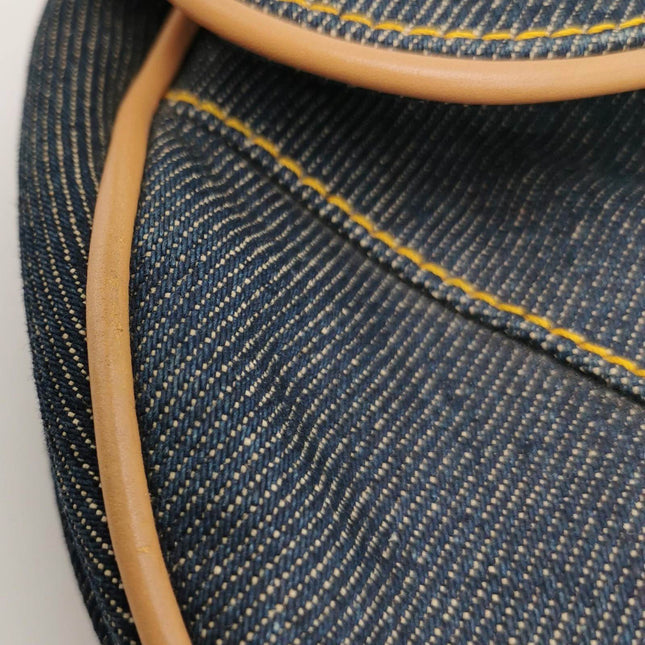 Sold Dior Saddle Vintage Navy Denim with Silk Lining and Leather Trim