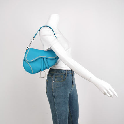 Sold Dior Saddle Vintage Leather Baby Blue with Silver Hardware
