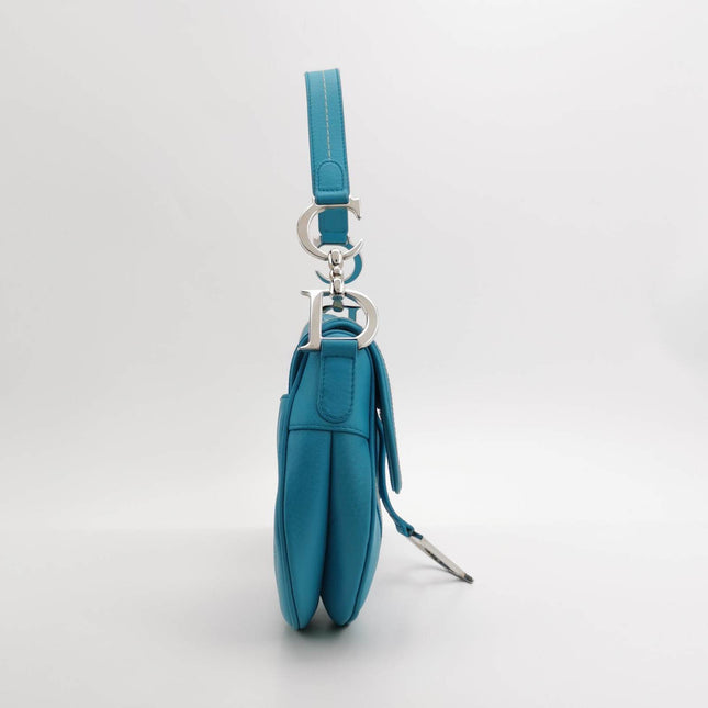 Sold Dior Saddle Vintage Leather Baby Blue with Silver Hardware