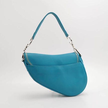Sold Dior Saddle Vintage Leather Baby Blue with Silver Hardware