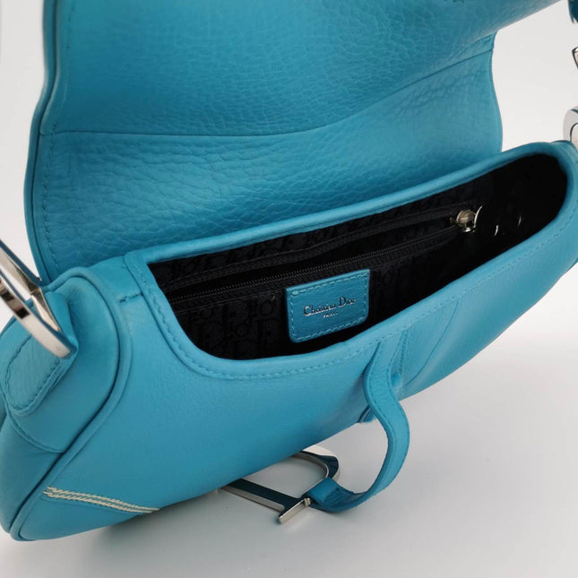 Sold Dior Saddle Vintage Leather Baby Blue with Silver Hardware