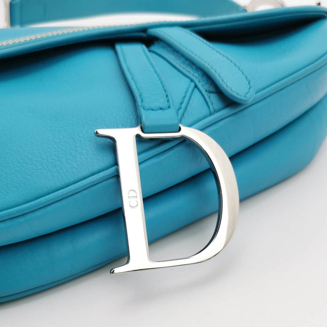 Sold Dior Saddle Vintage Leather Baby Blue with Silver Hardware